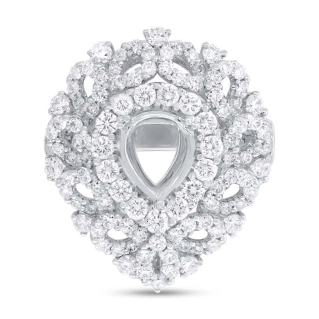 2.40ct 18k White Gold Diamond Semi-mount Ring Size 7.75
