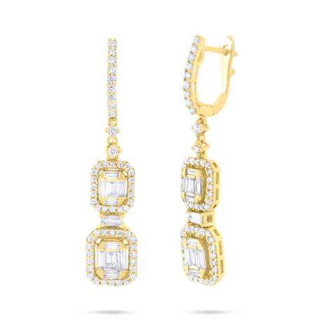 1.57ct 18k Yellow Gold Diamond Baguette Earring