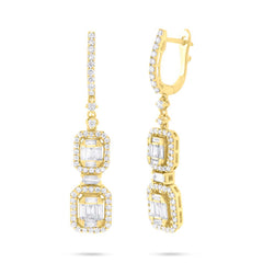 1.57ct 18k Yellow Gold Diamond Baguette Earring