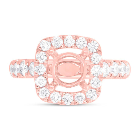 0.85ct 14k Rose Gold Diamond Semi-mount Ring for 1.50ct Center Size 5.5