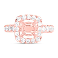 0.85ct 14k Rose Gold Diamond Semi-mount Ring for 1.50ct Center Size 5.5