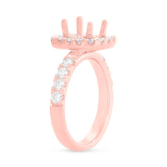 0.85ct 14k Rose Gold Diamond Semi-mount Ring for 1.50ct Center Size 5.5