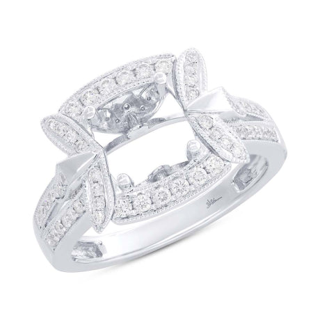 0.49ct 14k White Gold Diamond Semi-mount Ring Size 6.5