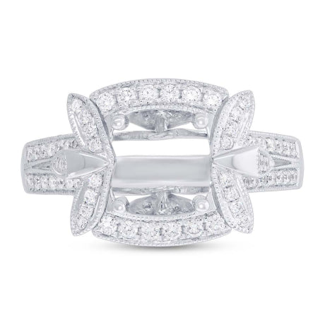 0.49ct 14k White Gold Diamond Semi-mount Ring Size 6.5