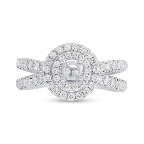 0.80ct 14k White Gold Diamond Semi-mount Ring for 0.40ct Center