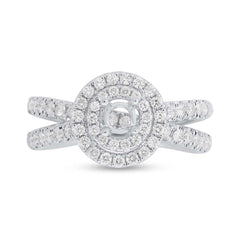 0.80ct 14k White Gold Diamond Semi-mount Ring for 0.40ct Center