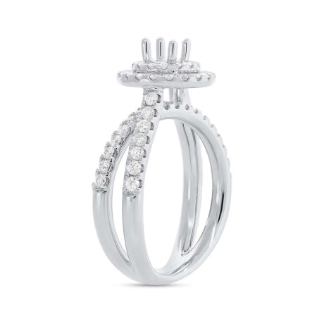 0.80ct 14k White Gold Diamond Semi-mount Ring for 0.40ct Center