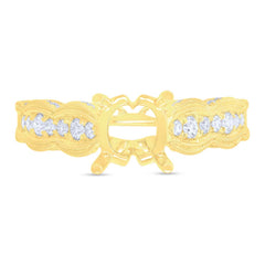 0.35ct 14k Yellow Gold Diamond Semi-mount Ring for 1.00ct Center