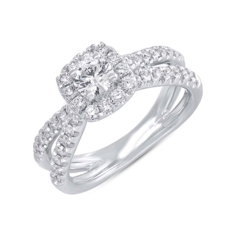 0.40ct Round Brilliant Center and 0.70ct Side 14k White Gold Diamond Engagement Ring