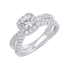 0.40ct Round Brilliant Center and 0.70ct Side 14k White Gold Diamond Engagement Ring