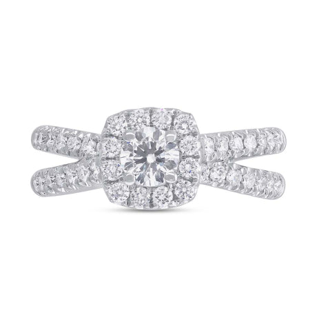 0.40ct Round Brilliant Center and 0.70ct Side 14k White Gold Diamond Engagement Ring