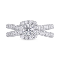 0.40ct Round Brilliant Center and 0.70ct Side 14k White Gold Diamond Engagement Ring