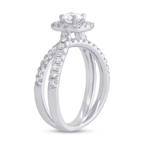 0.40ct Round Brilliant Center and 0.70ct Side 14k White Gold Diamond Engagement Ring