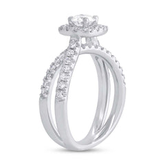 0.40ct Round Brilliant Center and 0.70ct Side 14k White Gold Diamond Engagement Ring