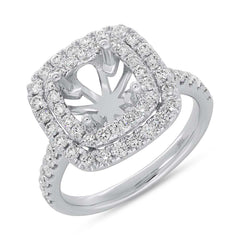 0.88ct 14k White Gold Diamond Semi-mount Ring for 1.75ct Center Size 6.5