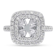 0.88ct 14k White Gold Diamond Semi-mount Ring for 1.75ct Center Size 6.5