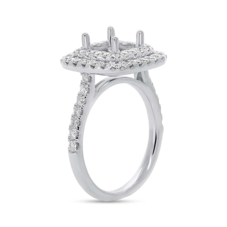 0.88ct 14k White Gold Diamond Semi-mount Ring for 1.75ct Center Size 6.5