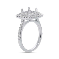 0.88ct 14k White Gold Diamond Semi-mount Ring for 1.75ct Center Size 6.5
