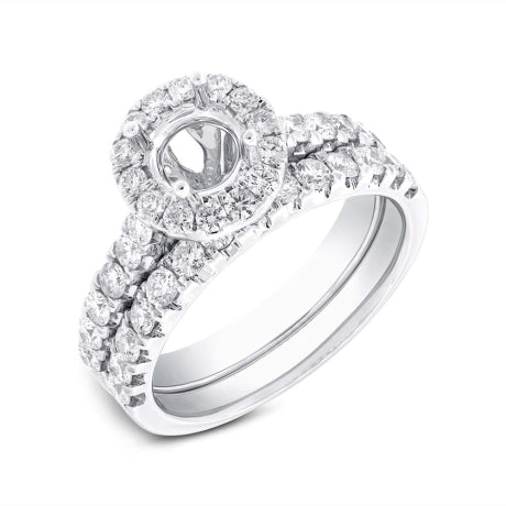 1.19ct 14k White Gold Diamond Semi-mount Ring 2-pc Size 6.5