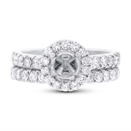1.19ct 14k White Gold Diamond Semi-mount Ring 2-pc Size 6.5