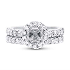 1.19ct 14k White Gold Diamond Semi-mount Ring 2-pc Size 6.5
