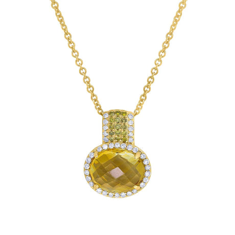 0.25ct White & Yellow Diamond & 2.76ct Citrine 14k Yellow Gold Pendant