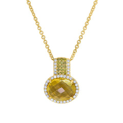 0.25ct White & Yellow Diamond & 2.76ct Citrine 14k Yellow Gold Pendant