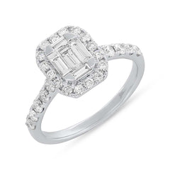 1.07ct 14k White Gold Diamond Baguette Lady's Ring Size 6.5