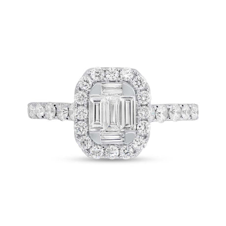 1.07ct 14k White Gold Diamond Baguette Lady's Ring Size 6.5