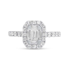 1.07ct 14k White Gold Diamond Baguette Lady's Ring Size 6.5