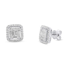 1.36ct 14k White Gold Diamond Baguette Stud Earring