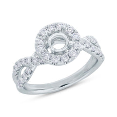 0.75ct 14k White Gold Diamond Semi-mount Ring for 0.60ct Center