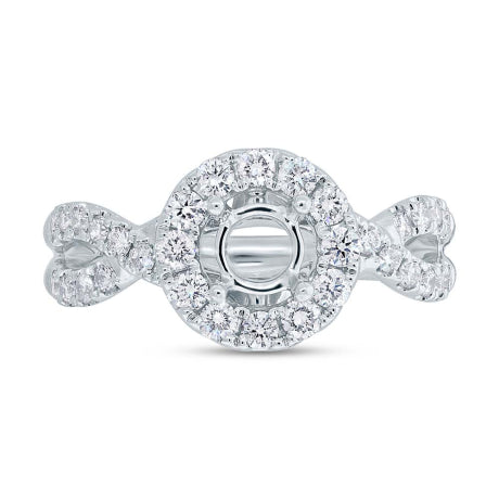 0.75ct 14k White Gold Diamond Semi-mount Ring for 0.60ct Center