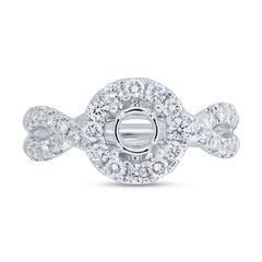 0.75ct 14k White Gold Diamond Semi-mount Ring for 0.60ct Center