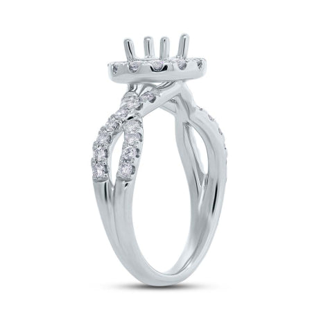 0.75ct 14k White Gold Diamond Semi-mount Ring for 0.60ct Center