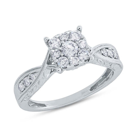 0.56ct 14k White Gold Diamond Cluster Engagement Ring