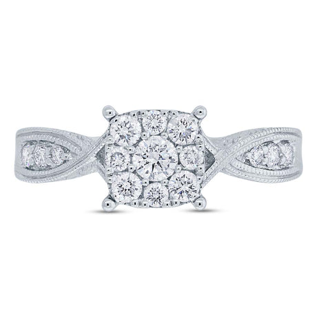 0.56ct 14k White Gold Diamond Cluster Engagement Ring