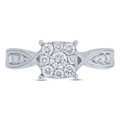 0.56ct 14k White Gold Diamond Cluster Engagement Ring