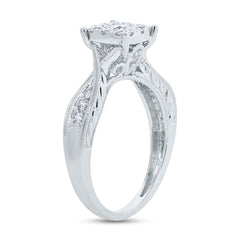 0.56ct 14k White Gold Diamond Cluster Engagement Ring