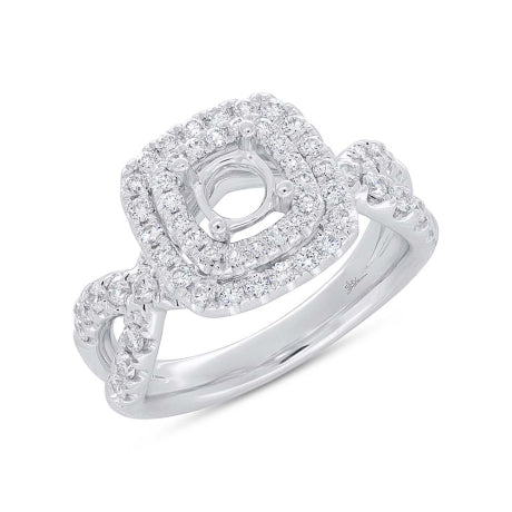 0.90ct 14k White Gold Diamond Semi-mount Ring for 0.75ct Center