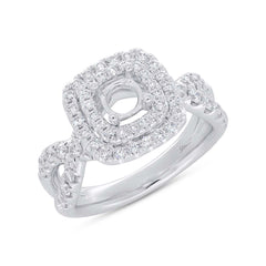0.90ct 14k White Gold Diamond Semi-mount Ring for 0.75ct Center