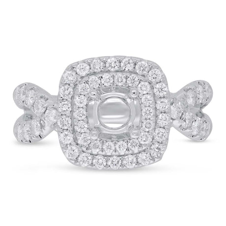 0.90ct 14k White Gold Diamond Semi-mount Ring for 0.75ct Center