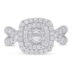 0.90ct 14k White Gold Diamond Semi-mount Ring for 0.75ct Center