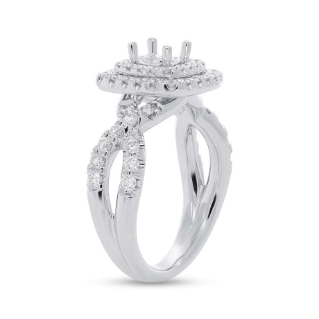 0.90ct 14k White Gold Diamond Semi-mount Ring for 0.75ct Center