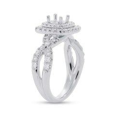 0.90ct 14k White Gold Diamond Semi-mount Ring for 0.75ct Center