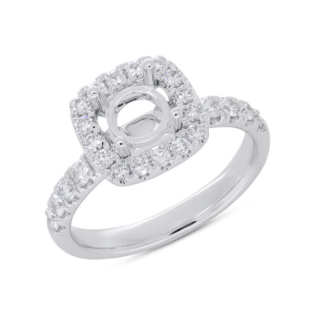 0.75ct 14k White Gold Diamond Semi-mount Ring for 1.00ct Center