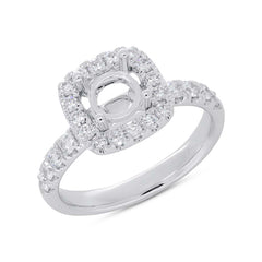 0.75ct 14k White Gold Diamond Semi-mount Ring for 1.00ct Center