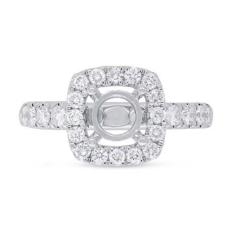 0.75ct 14k White Gold Diamond Semi-mount Ring for 1.00ct Center