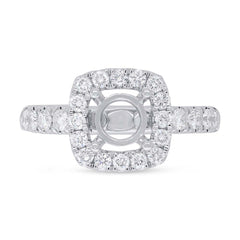 0.75ct 14k White Gold Diamond Semi-mount Ring for 1.00ct Center
