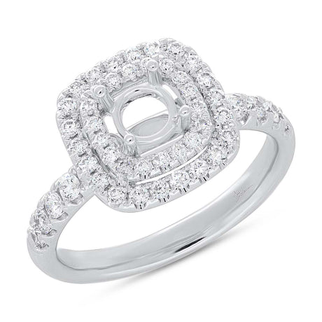 0.70ct 14k White Gold Diamond Semi-mount Ring for 0.75ct Center